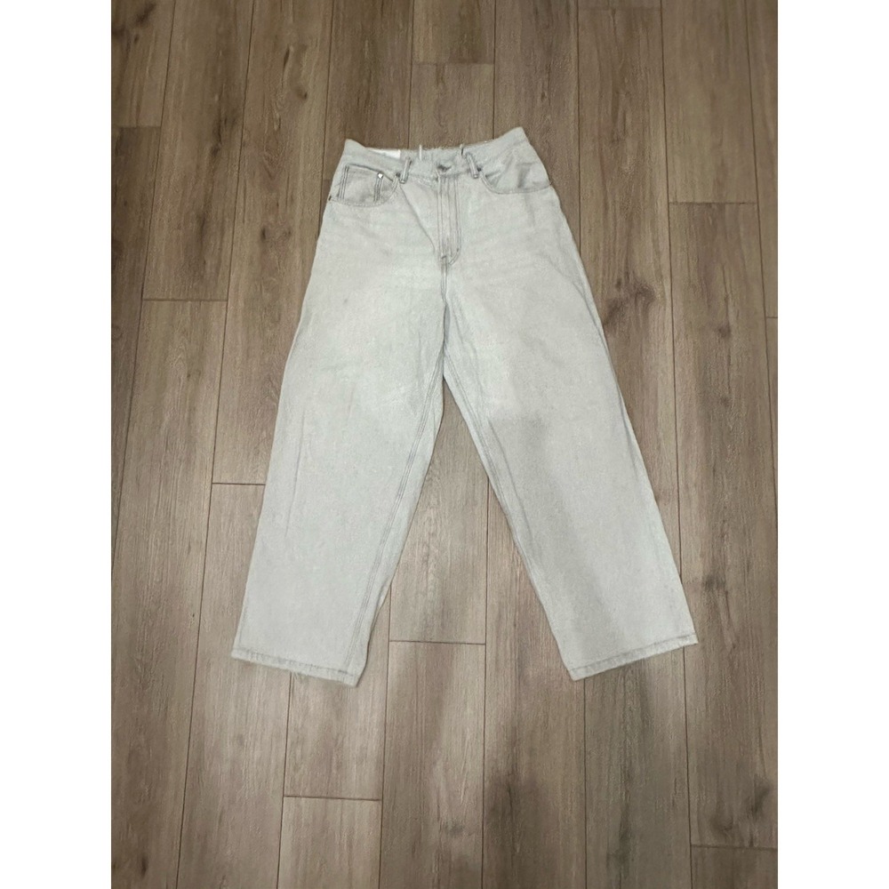 H&M Silver White 100% Cotton‎ Jeans, Super Baggy Coupe Fit Men's Jeans 30"